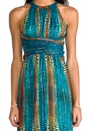 view 4 of 5 Chiffon Metallic Maxi Dress in Turquoise
