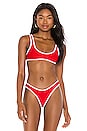 view 1 of 4 90's Duo Crop Bikini Top in Red & White Contrast