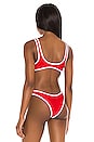 view 3 of 4 90's Duo Crop Bikini Top in Red & White Contrast