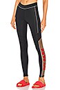 view 1 of 4 Sheer Flocked Active Logo Legging in Black