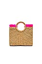 view 2 of 4 PANIER RECTANGULAIRE À FRANGES ET POMPONS in Pink