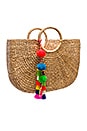 view 3 of 5 Round Basket Tote in Multi Tassel & Pink