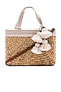 view 1 of 5 PANIER SABAI MINI SQUARE WITH LEATHER HANDLE in Sand & Cream Tassels