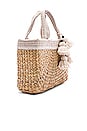 view 3 of 5 PANIER SABAI MINI SQUARE WITH LEATHER HANDLE in Sand & Cream Tassels