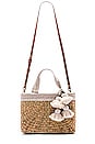 view 5 of 5 PANIER SABAI MINI SQUARE WITH LEATHER HANDLE in Sand & Cream Tassels