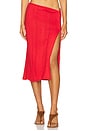 view 1 of 6 Side Slit Midi Skirt in Red