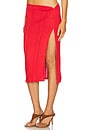 view 3 of 6 Side Slit Midi Skirt in Red