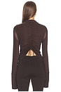 view 4 of 5 Gathered Back Button Up Top in Dark Brown