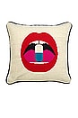 view 1 of 1 Lips Full Dose Needlepoint Throw Pillow in 