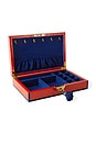 view 1 of 2 Snake Lacquer Jewelry Box in Orange & Navy