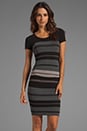 view 1 of 6 Multi Layer Stripe Dress - Charcoal/Black in Charcoal & Black