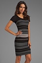view 3 of 6 Multi Layer Stripe Dress - Charcoal/Black in Charcoal & Black