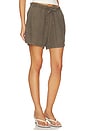 view 2 of 6 Paper Bag Waist Linen Short in Army Green