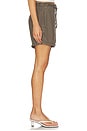 view 3 of 6 Paper Bag Waist Linen Short in Army Green
