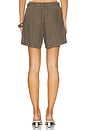 view 4 of 6 Paper Bag Waist Linen Short in Army Green