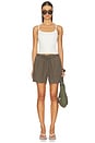 view 5 of 6 Paper Bag Waist Linen Short in Army Green