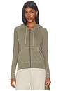 view 1 of 4 SUDADERA CON CAPUCHA Y CREMALLERA DE FELPA FRANCESA VINTAGE in Light Olive