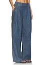 view 2 of 6 Denim Pleated Pant in Medium Wash