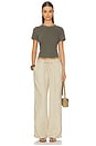 view 5 of 6 Paperbag Waist Linen Pant in Light Khaki