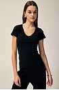 view 1 of 7 Casual V Neck Tee with Reverse Binding in Black