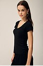 view 3 of 7 Casual V Neck Tee with Reverse Binding in Black