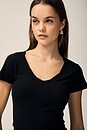 view 5 of 7 Casual V Neck Tee with Reverse Binding in Black