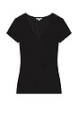 view 6 of 7 Casual V Neck Tee with Reverse Binding in Black
