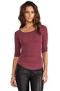view 1 of 4 Skinny Ruched Baseball Tee in Oxblood