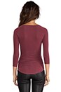 view 3 of 4 Skinny Ruched Baseball Tee in Oxblood