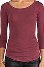 view 4 of 4 Skinny Ruched Baseball Tee in Oxblood