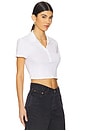 view 2 of 4 Short Sleeve Cropped Henley Tee in White