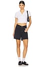 view 4 of 4 Short Sleeve Cropped Henley Tee in White