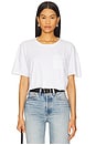 view 1 of 4 Cropped Relaxed Fit Pocket Tee in White