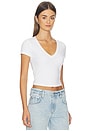 view 2 of 4 V Neck Cropped Tee in White