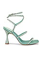 view 1 of 5 Glamorous Sandal in Turquoise Satin Silver