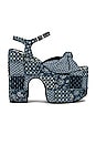 view 1 of 5 Risky Business Platform Sandal in Blue Denim Patchwork