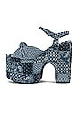 view 5 of 5 Risky Business Platform Sandal in Blue Denim Patchwork