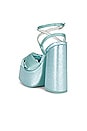 view 3 of 5 Seventies Platform Sandal in Turquoise Metallic Satin