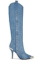view 1 of 5 By-Golly Heeled Boot in Blue Acid Wash Denim Silver