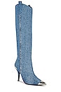 view 2 of 5 By-Golly Heeled Boot in Blue Acid Wash Denim Silver