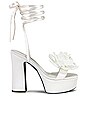 view 1 of 5 Blossoming Platform Sandal in White Satin