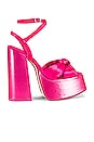 view 1 of 5 Seventies Platform Sandal in Fuchsia Satin