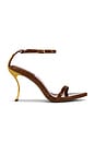 view 1 of 5 Obsession Sandal in Tan Crinkle & Gold