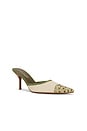 view 2 of 5 Parse Mule Pump in Beige Canvas & Green Ostrich