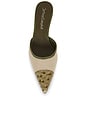 view 5 of 5 Parse Mule Pump in Beige Canvas & Green Ostrich