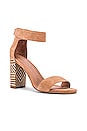 view 2 of 5 Lindsay Sandal in Blush Suede & White Triangle Stack Heel