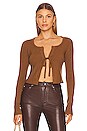 view 1 of 4 Shelby Tie Front Cardigan in Chocolate