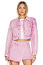 view 1 of 4 Dove Cropped Denim Jacket in Flamingo