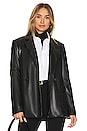 view 1 of 5 Nisha Faux Leather Boxy Blazer in Black