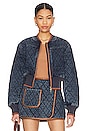 view 1 of 5 Angelika Cropped Quilted Bomber Jacket in Washed Indigo